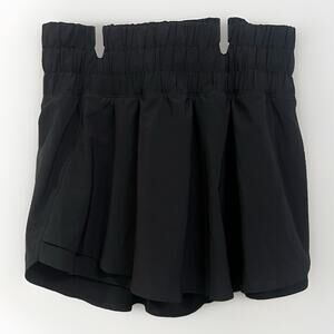 CRZ Yoga High Waisted Athletic Shorts w Flowy Ruffle Skirt Overlay Black M